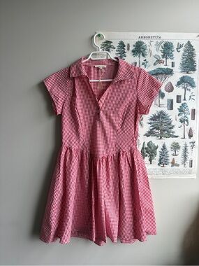 Copper Key Plaid Red Dress Collared Medium